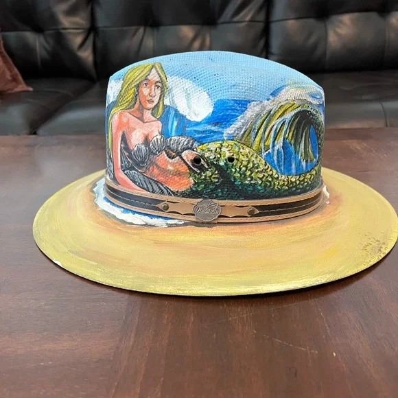 Hand painted mermaid hat Accessories | Handpainted Mermaid Mural Hat | Poshmark main image 3
